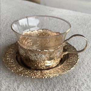 Schott Mainz Jena  Glass  Tea Cup w/ tray